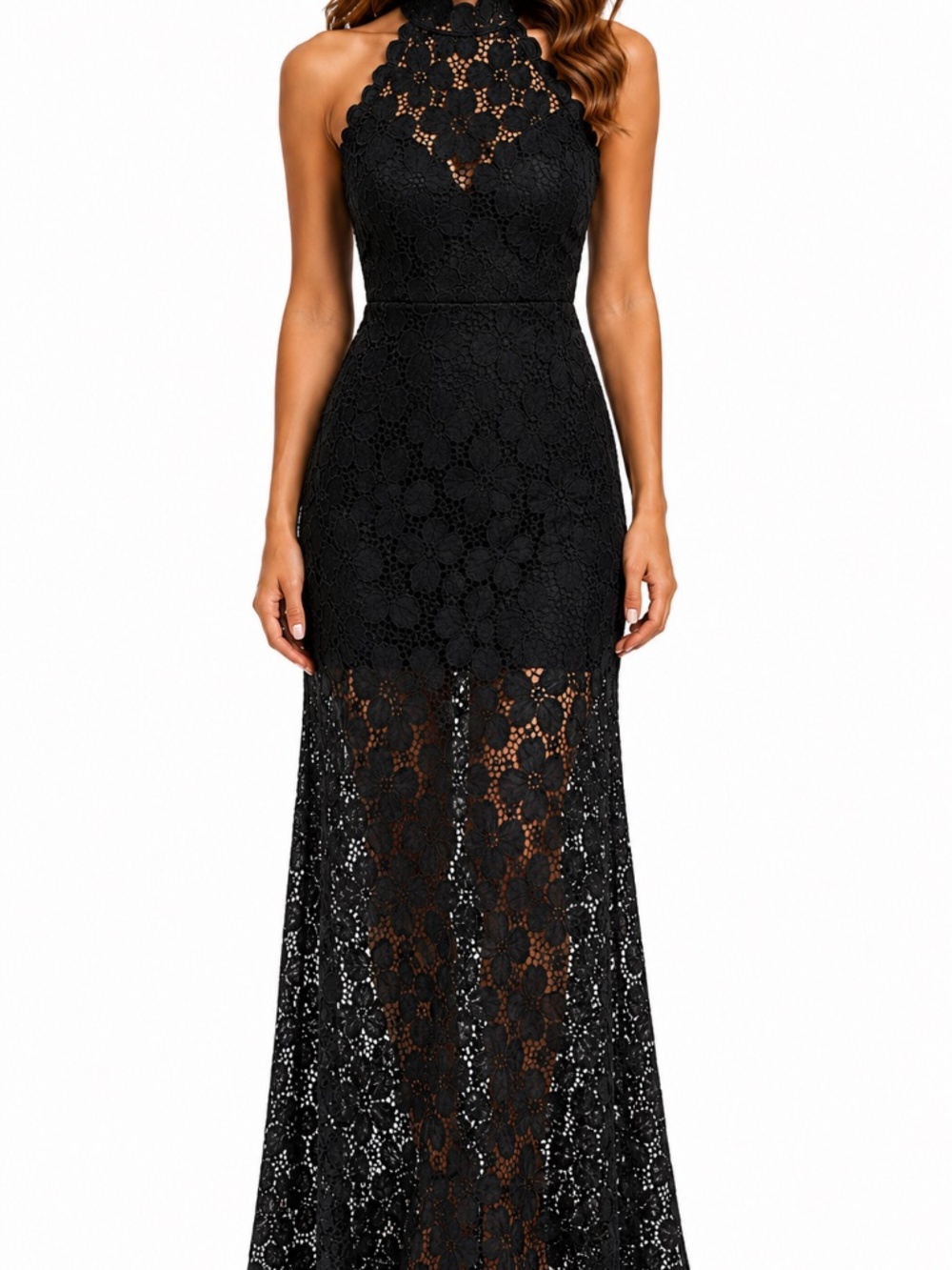 Boston Proper Black Lace Maxi Dress